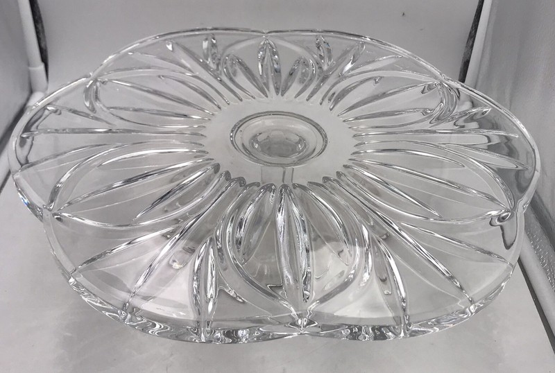Crystal Cake Stand By Block Wyndham Mouth Blown Hand cut Poland Vintage