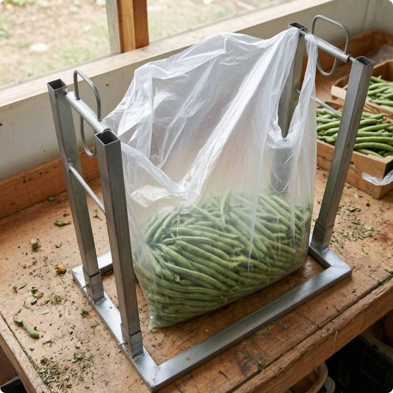Vegetable Bag Frame Joined Metal Packing Stand Loop Handle gallery