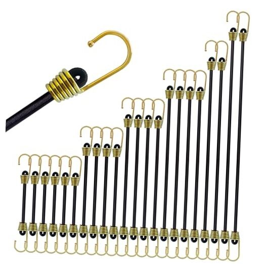 Mini Bungee Cords with Hooks-Piece Assortment: 2" 4" 6" 8" 10" 12" 22 Black gallery