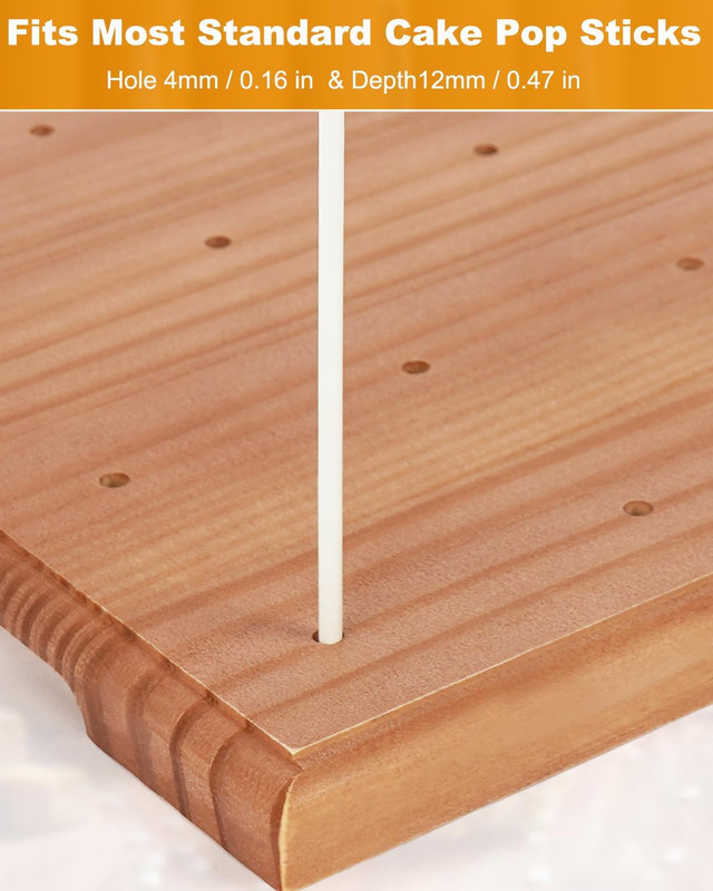 Wooden Cake Pop Stand for Drying, 24 Holes Cake Pop Display Stand with Sticks an gallery