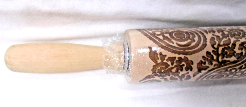 NEW Rolling Pin Embossed w Paisley Pattern for Baking Engraved Cookies 8" gallery