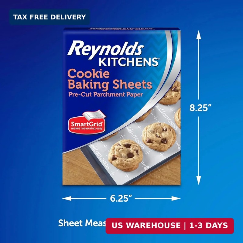 Reynolds Kitchens Cookie Baking Sheets, Pre-Cut Parchment Paper, 25 Count per Pa gallery