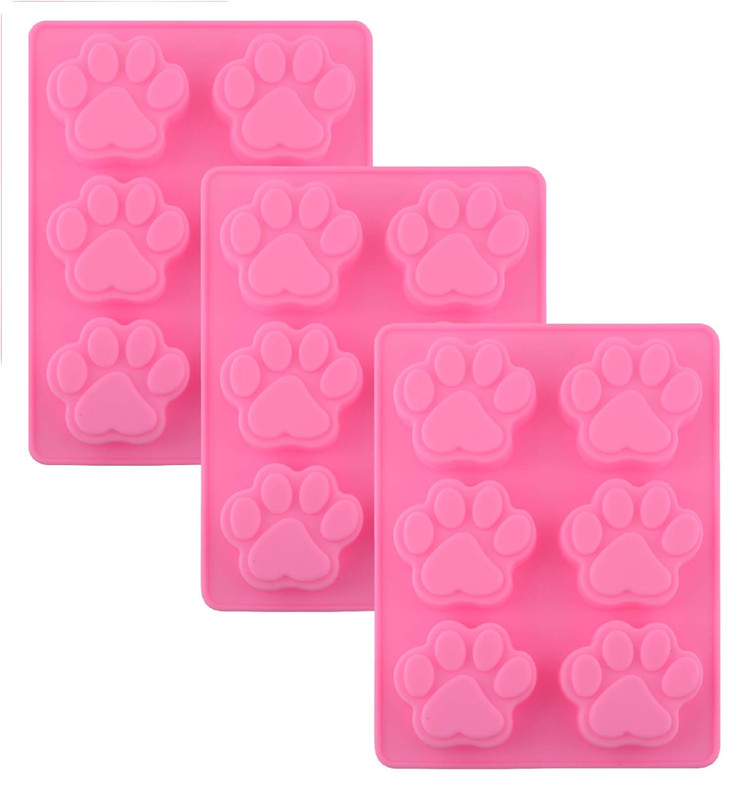 SET of 3 PACK X Silicone DOG Pet Animal Paw Print Ice Cube Chocolate Soap Candle