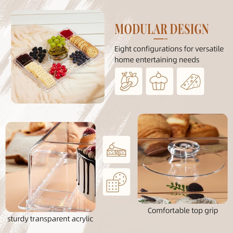 Cake Stand with Lid-Extra Large 17" Rectangular Cake Holder,8-in-1 Multi-Func... gallery
