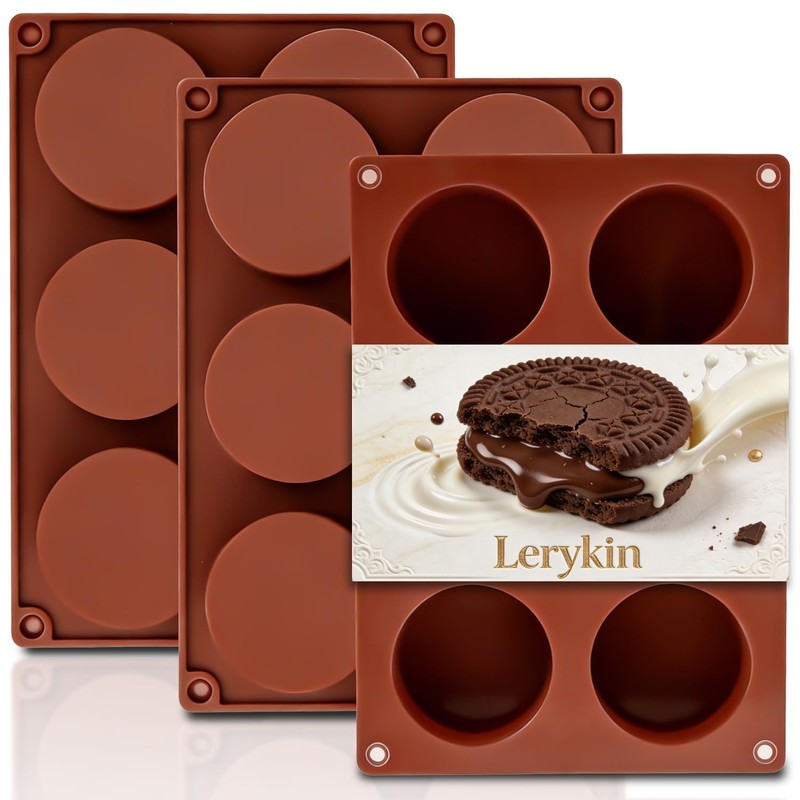 6Cavity Silicone Baking Mold NonStick, 3 Pack Round Cylinder Chocolate Covere...