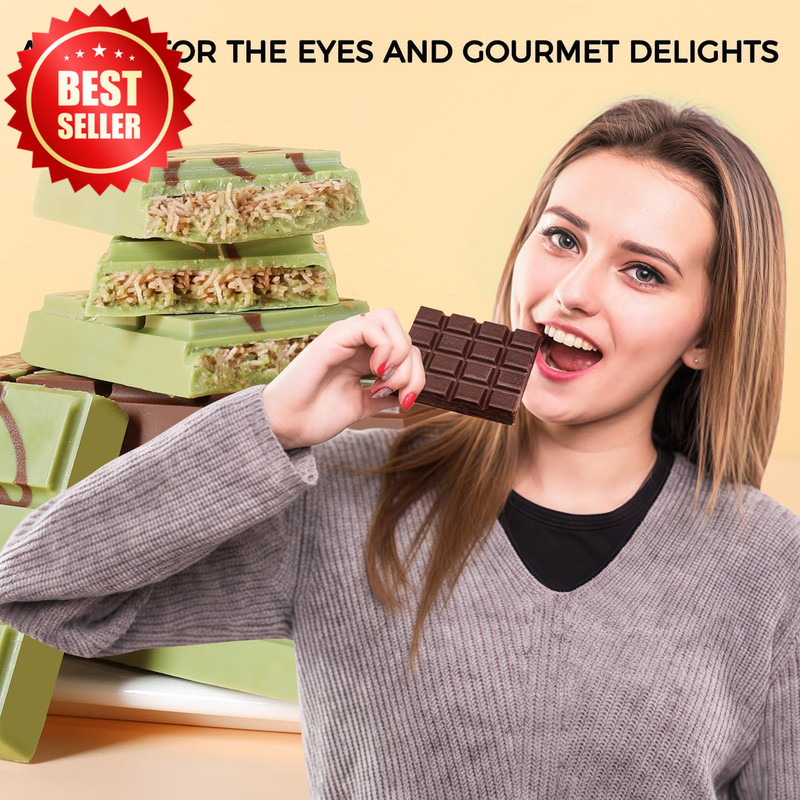 Chocolate Bar Mold Non-Stick Food Grade Silicone Deep Dubai Pistachio Snacks US gallery