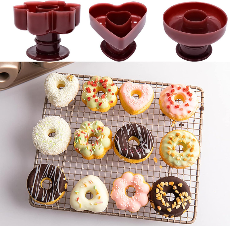 4 Pack Donut Maker Cutter, Creative Reusable Non-Stick Doughnut Molds, Fondant C gallery