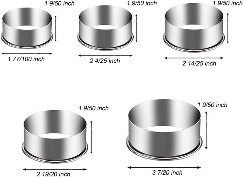 5-Piece Stainless Steel Round Biscuit Cookie Cutter Set with Rolled Edges gallery