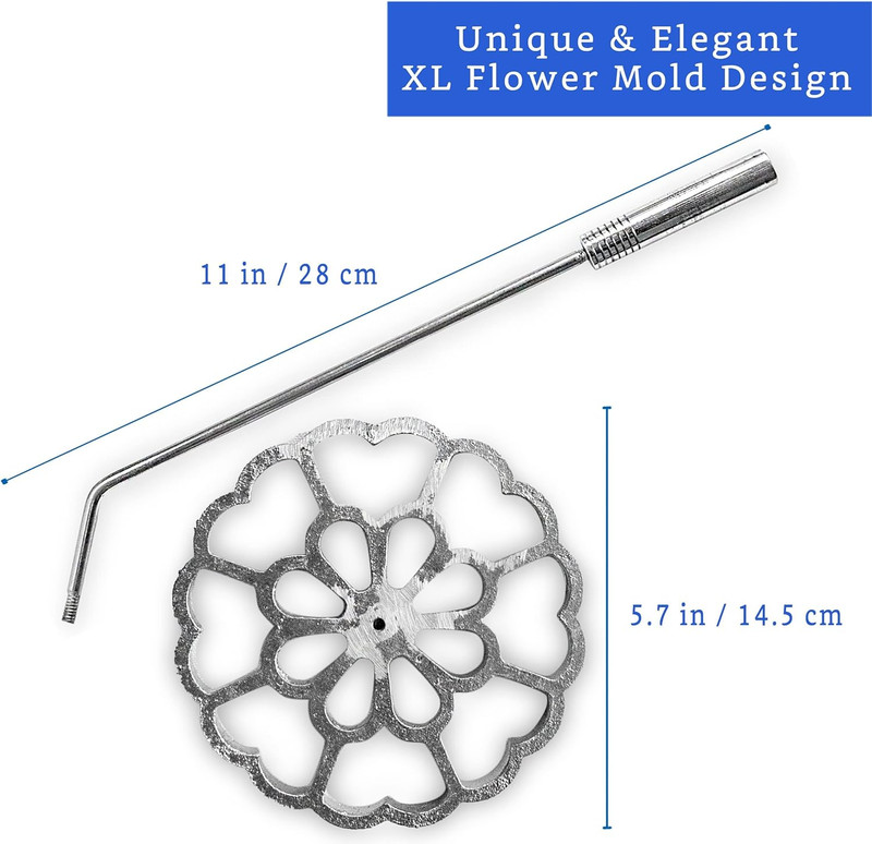 5.7" Bunuelos Mold Rosette Iron Flower Fry Mold Cast Aluminum Handle gallery