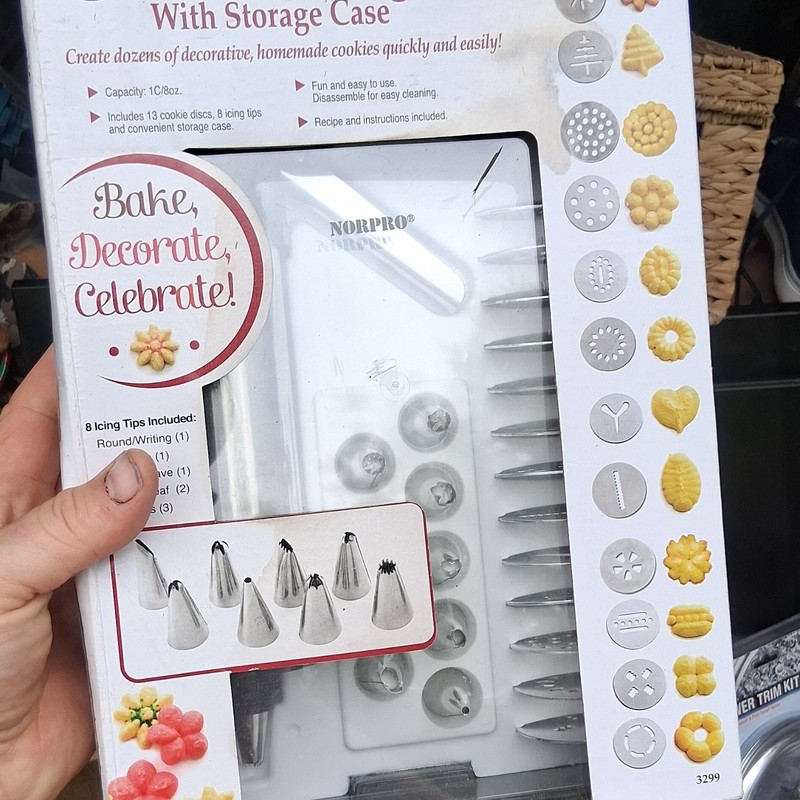Norpro Stainless Steel Cookie & Icing Press Set w/ Storage Case, 21pc Model 3299