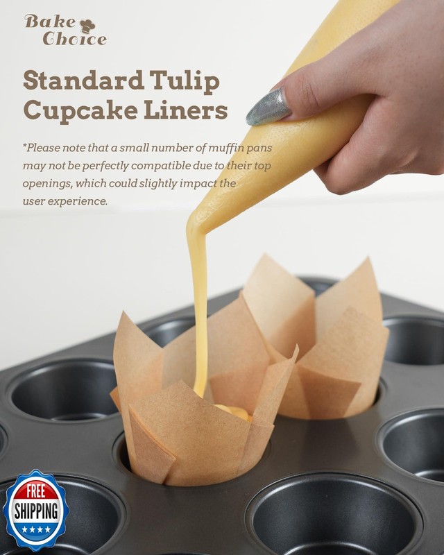 Bake Choice Nordic Paper 200pcs Tulip Cupcake Liners for Baking C gallery