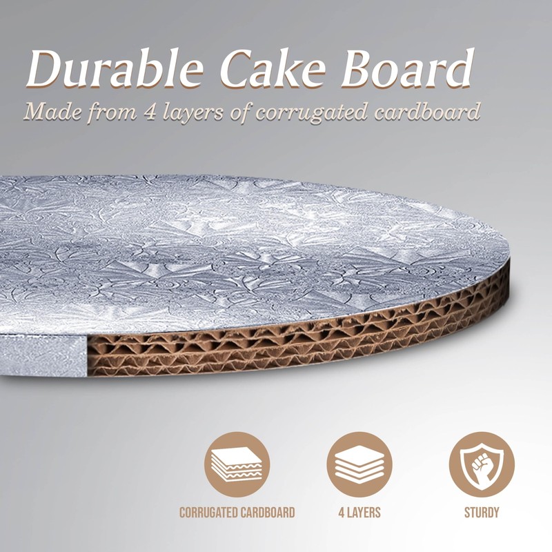 Silver Cake Boards 14 Inch Round - 1/2 inch Thick Cake Boards aka Cake Drum S... gallery