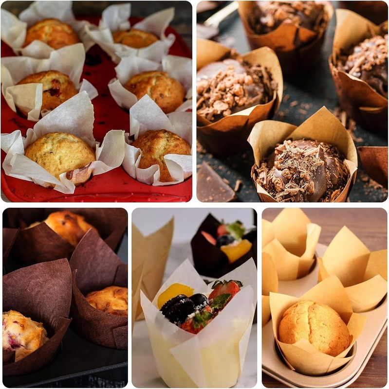 120 Count Food Grade Parchment Tulip Baking Cups Cupcake Wrappers gallery