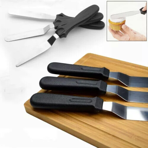 3pcs Stainless Steel Spatula Palette Knife Set Cake Decorating Smooth Tools Kit