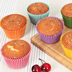 Gifbera Bright Rainbow Jumbo Cupcake Liners 400-Count, Large Solid Colorful gallery
