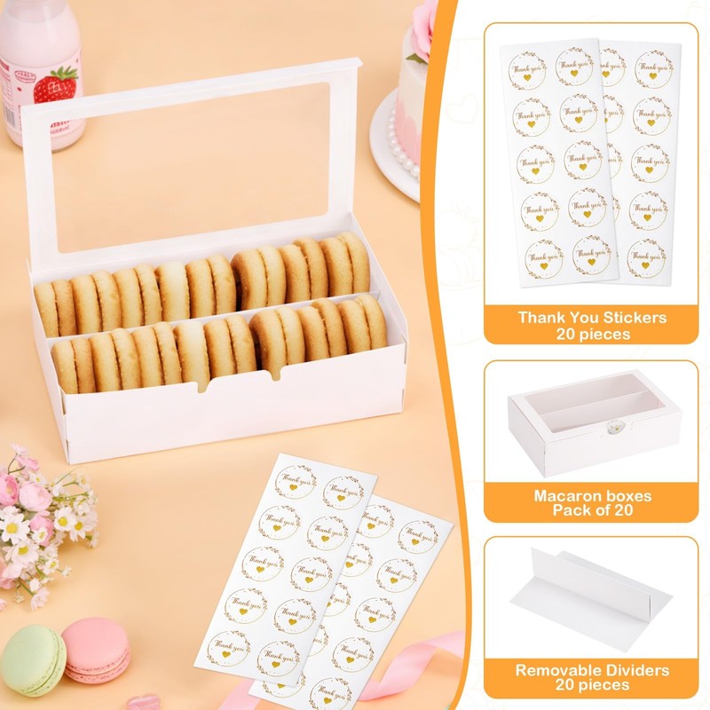 20 Pack Macaron Boxes with Window - 7.3x4.6x2 in Macaron Packaging Containers... gallery