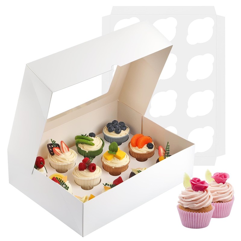 Cupcake Boxes, 2 Pack Disposable Cupcake Containers, Food Grade Cupcake Carri…