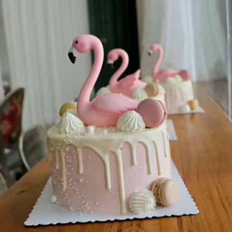 2 Pcs Cake Topper Decorations Flamingo Party Favors Bird Ornament gallery