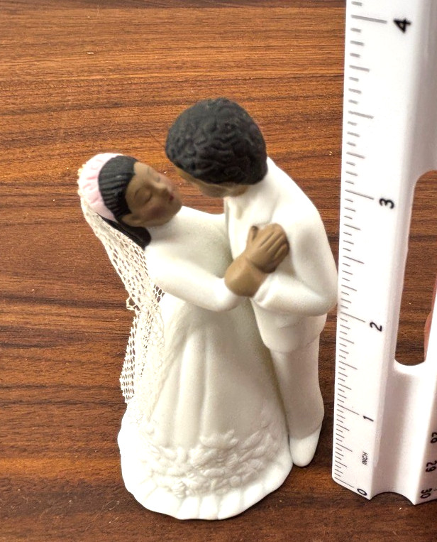 Lefton Bride Groom Wedding Cake Topper Figurine African American Couple Vtg 1988 gallery