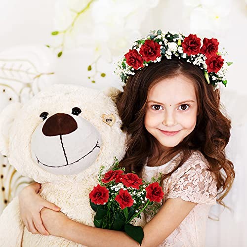 Syhood 100 Pieces Artificial Roses Head 1.77 in Rose Small Silk Fake Floral Red gallery