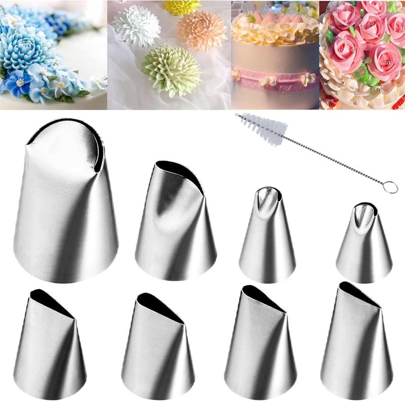 9 Pcs Rose Flower Piping Tips Set, Stainless 9 Set