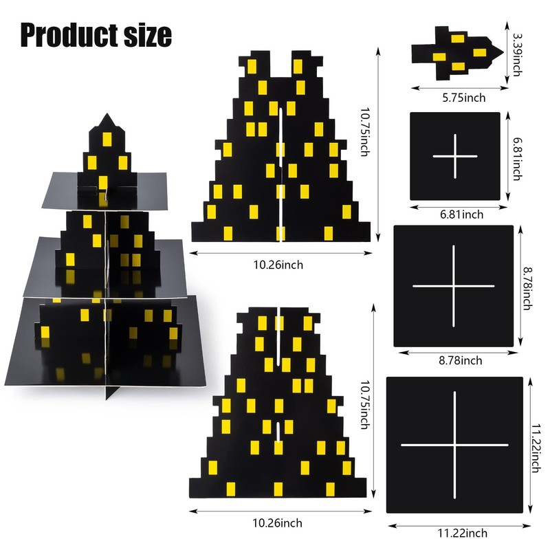 City Skyscraper 3-Tier Superhero Cupcake Stand - Black, Cardboard, Tiered Tra... gallery
