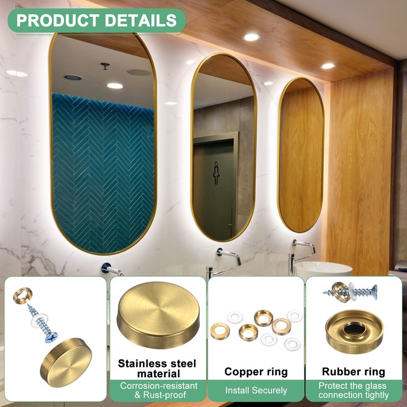 12-Pack Screw Lids, 1" Slide Decorative Mirror Lids [Gold Tone] gallery