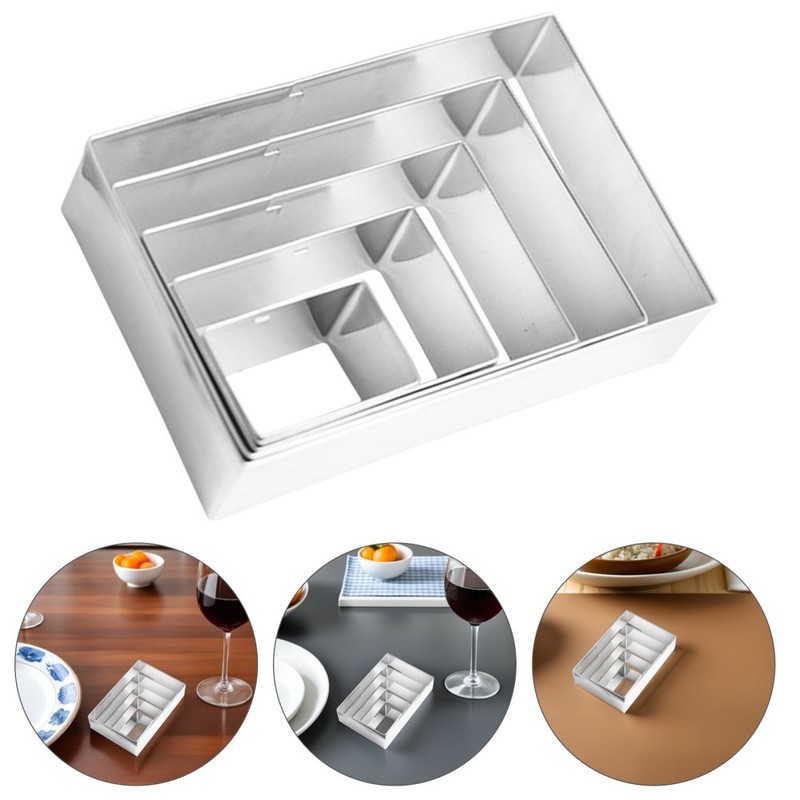 5Pcs Stainless Steel Rectangle Baking Mold Set for Cookies Cakes and Pastry gallery