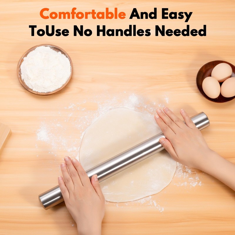 304 Stainless Steel Rolling Pin Baking Pizza Dough Roller Pastry Kitchen Tool gallery