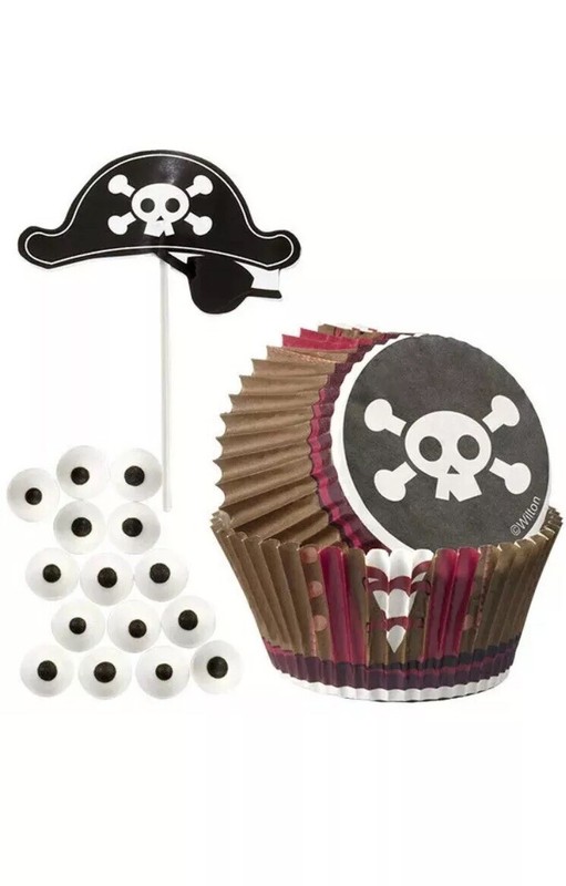 Cupcake Pirate Decorating Kit~24Pcs~EASY Great For Party Wilton 415-2194~NEW