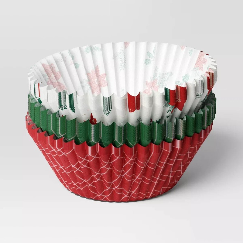 75pk Christmas Classic Baking Cups - Wondershop