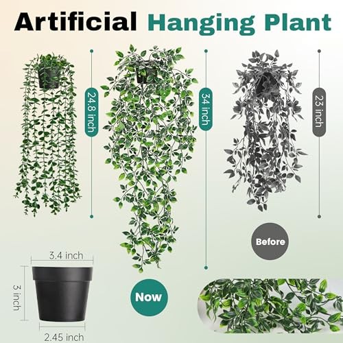 Pack Fake Hanging Plants Artificial Potted Plants Indoor and Outdoor for 2 gallery