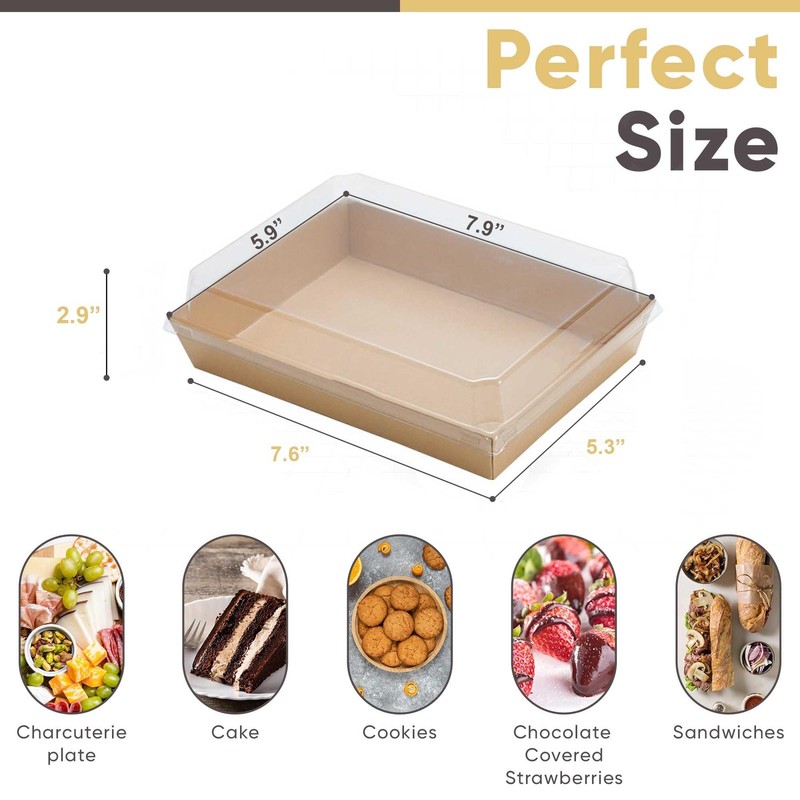 50 Pack 8x6 Inches Large Charcuterie Boxes with Clear Lids - Individual To Go... gallery
