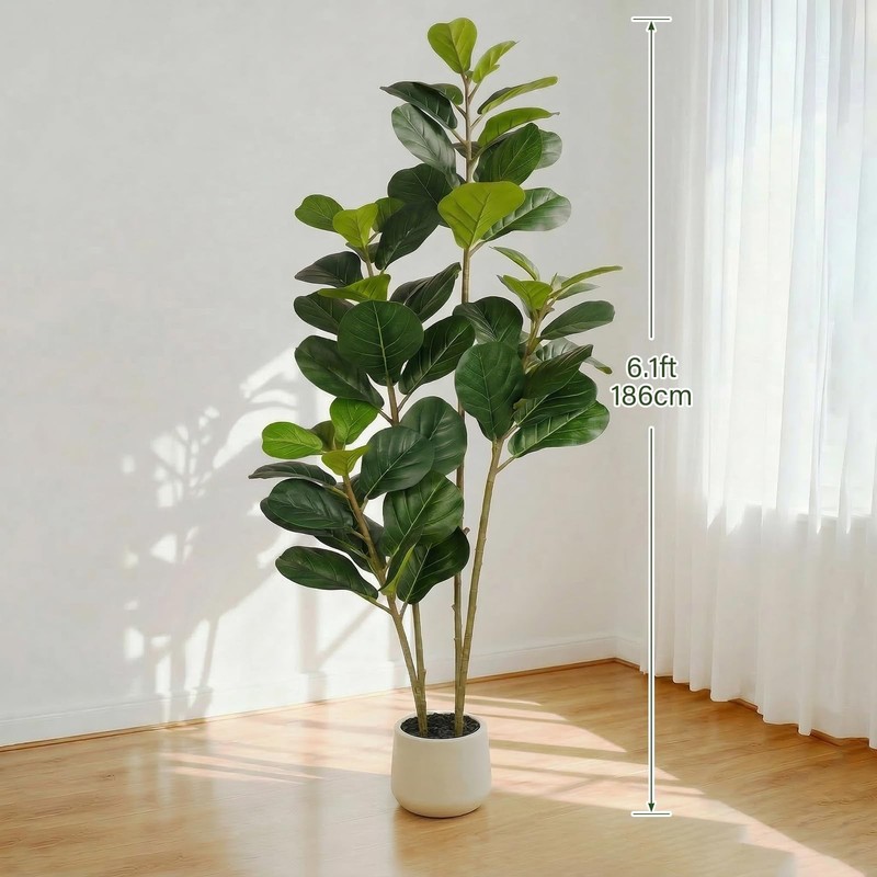 Timberhide 6Ft Artificial Fiddle Leaf Fig Tree For Indoor Home Office gallery