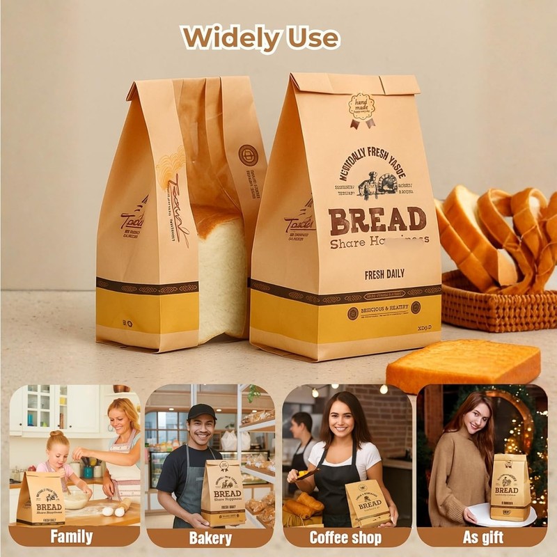 300 Pack Kraft Paper Bread Bags for Homemade Bread w/Clear Window & Seal gallery