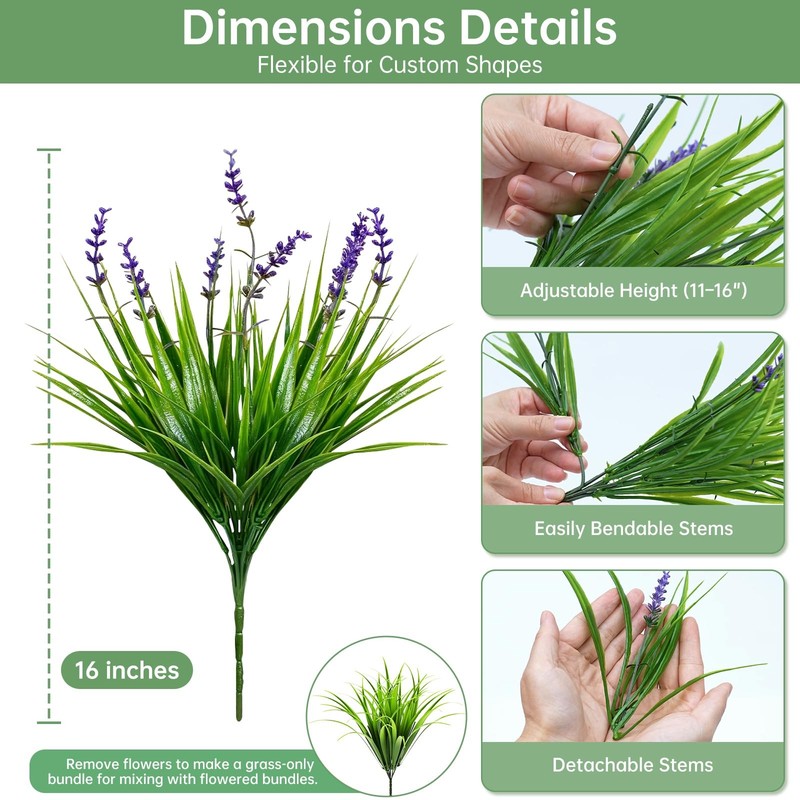 Gipsot 15 Bundles Artificial Faux Plants Flowers Uv Resistant No-Fade gallery