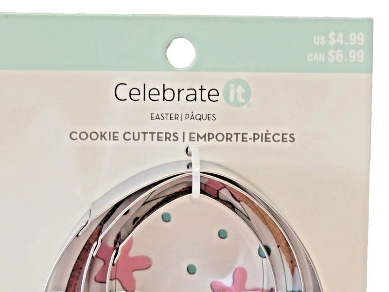 Celebrate It, 3 Easter Egg Cookie Cutters, Food Safe, 3 sizes, Instructions, NEW gallery