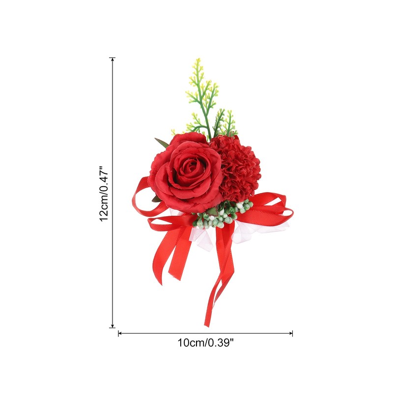 Wrist Corsage Artificial Flower Bracelets Rose Decorative 10x12cm Red gallery