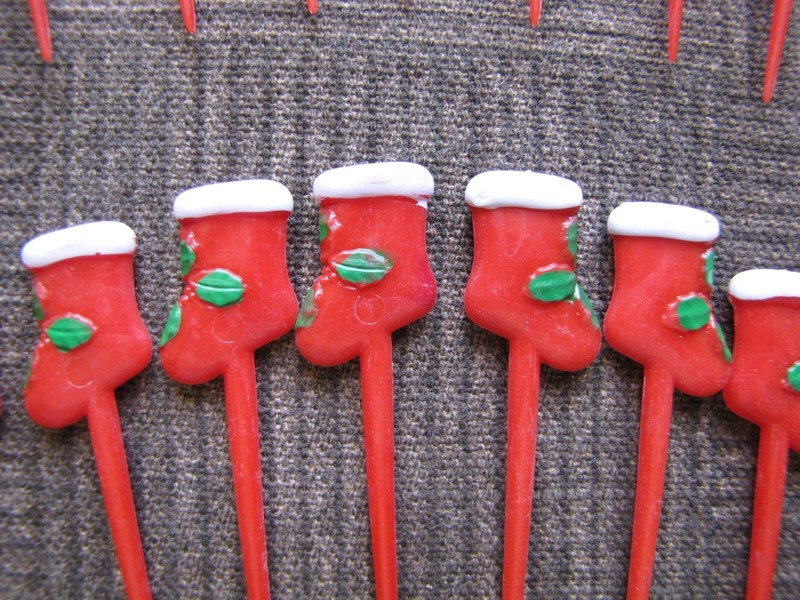 CHRISTMAS Themed - 21 Plastic Cupcake / Desert Toppers / Pick Style gallery
