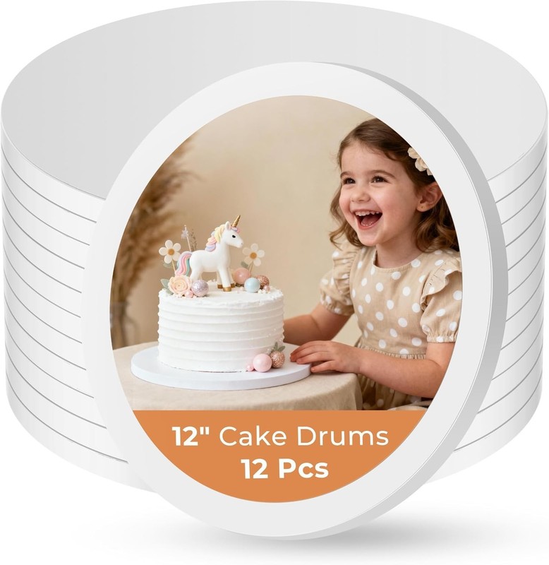 12PCS Cake Drums 12 Inch Round, 12in Cake Boards Set, 1/2" Thick Sturdy Cardb... gallery