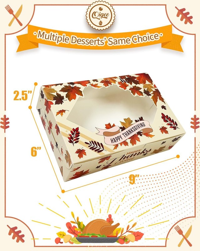 Thanksgiving Cookie Box with Window 9x6x2.5 inch 50Pcs Pastry Macaron Thanksg... gallery