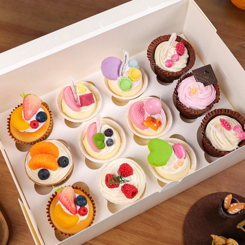 6 PCS White 12Count Cupcake Boxes Carrier Window Container 13.89.54 Inch gallery