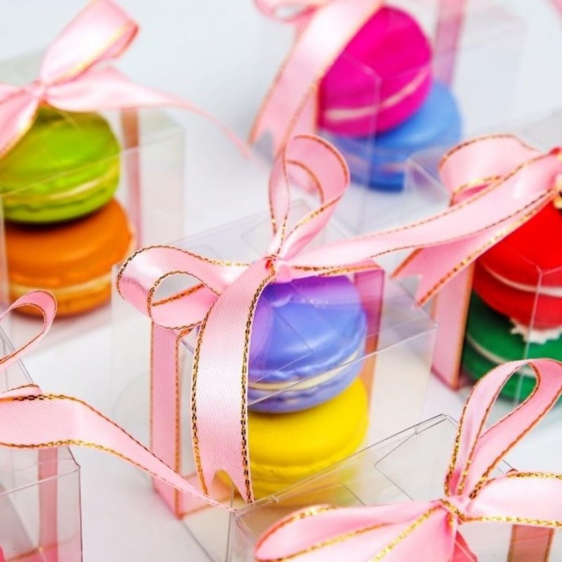 100 Pack 2x2x2 Inch Plasric Clear Macaron Boxes, Treat Boxes, Chocolate Truff... gallery