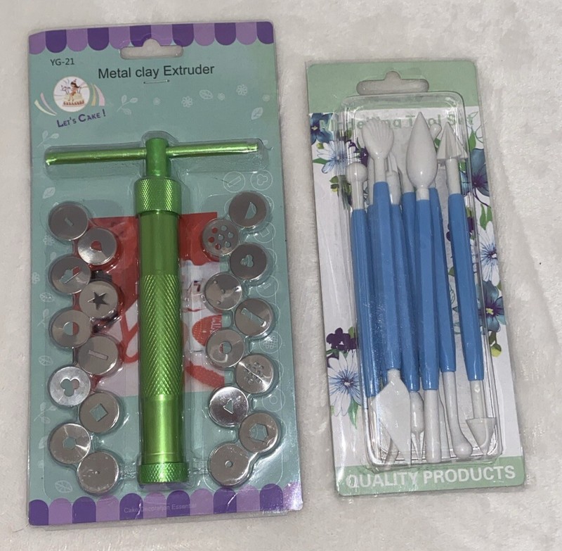 Let’s Cake Clay Cake Decorating Metal Clay Extruder and Modeling Tool Set