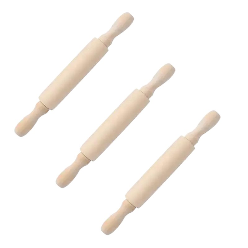 3Pcs Wooden Mini Rolling Pin Baking Small Dough 6 Inch, Natural Wood