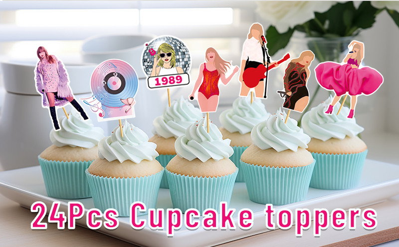 24pcs Happy Birthday Cupcake Toppers, In My Birthday Era Cupcake Toppers, Super gallery