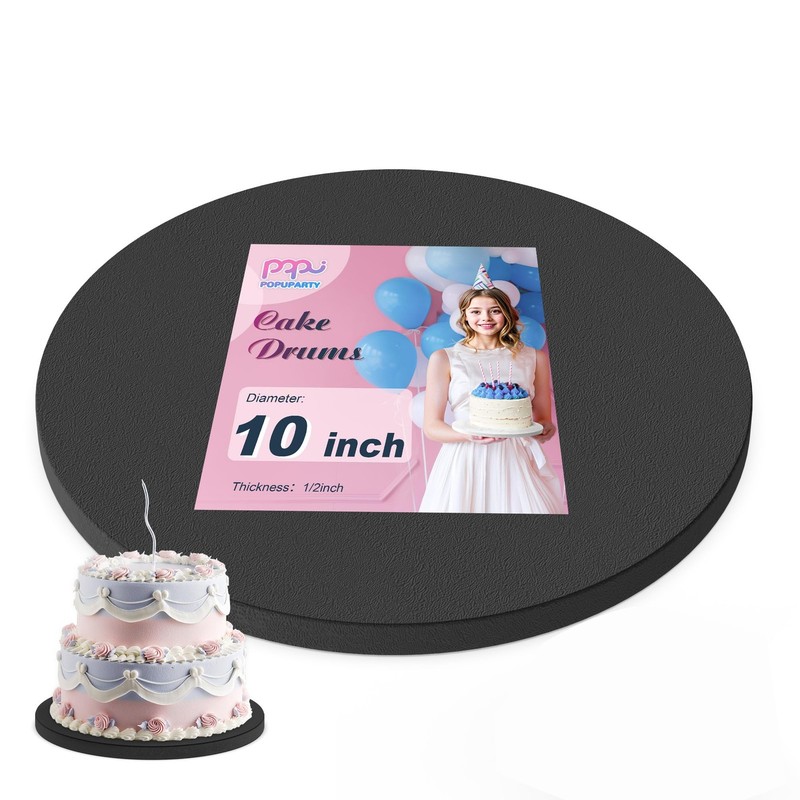 1 PCS 10 Inch Black Round Cake Drum 1/2 Thick Greaseproof Base Prop Up Tool