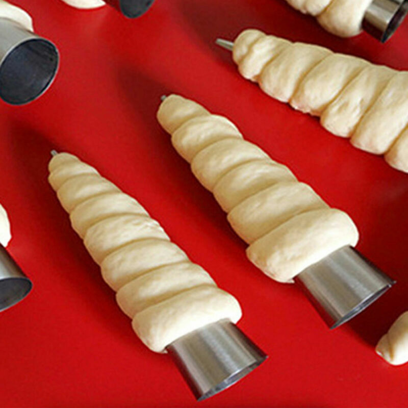 5pcs Stainless Steel Spiral Horn Cream Pastry Baking Croissant Bread Cake Mold gallery