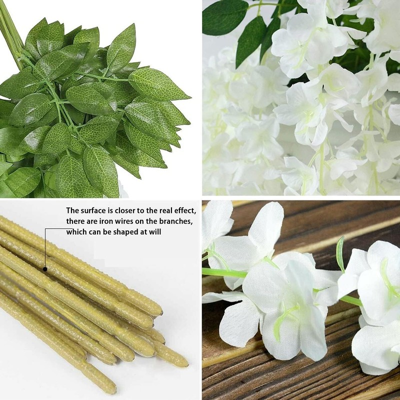 36x Wisteria Hanging Flowers 3.75ft Artificial Vine Garland Silk Home Decor gallery