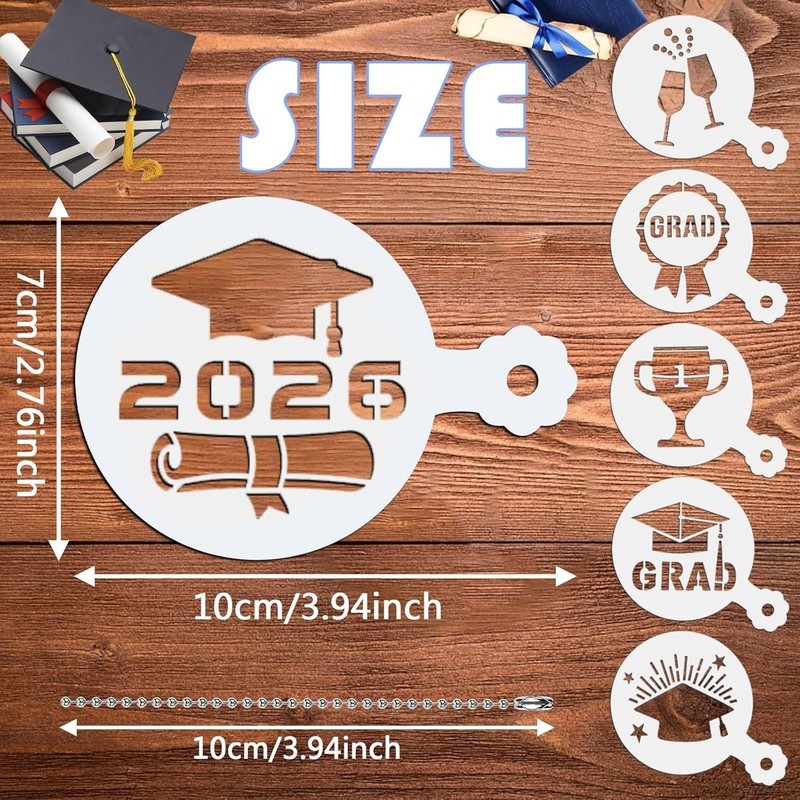 Graduation Cookie Stencils Set, 36 Reusable Templates for Class of 2026 Decor gallery